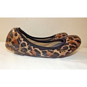 Ja Vie Javie Leopard Print Waterproof Rubber Ballet Stretch Flats Size 36 US 6